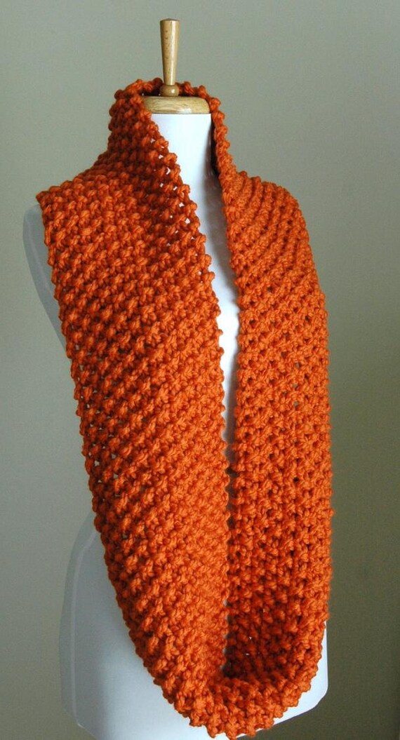 Pumpkin Orange Infinity Scarf Chunky Knit Scarf Knit