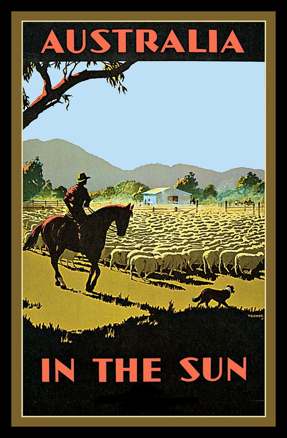 Items similar to Australia  Vintage Travel Poster  