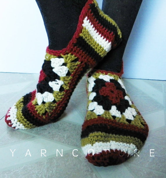 Crocheted Granny Square Slippers Luxuriously Soft Gift For