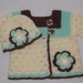Crochet Baby Sweater Set ... 0 to 3 months ... ready to ship ... mint cream chocolate brown ...Sweet Pea Original ... heirloom
