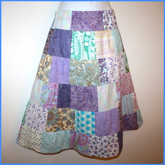 Skirt Peasant Tier Patchwork Aline 32 inches around at