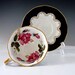 Vintage Teacup and Saucer Tea Cup Fine Bone England EBONY Pink Roses 1960s