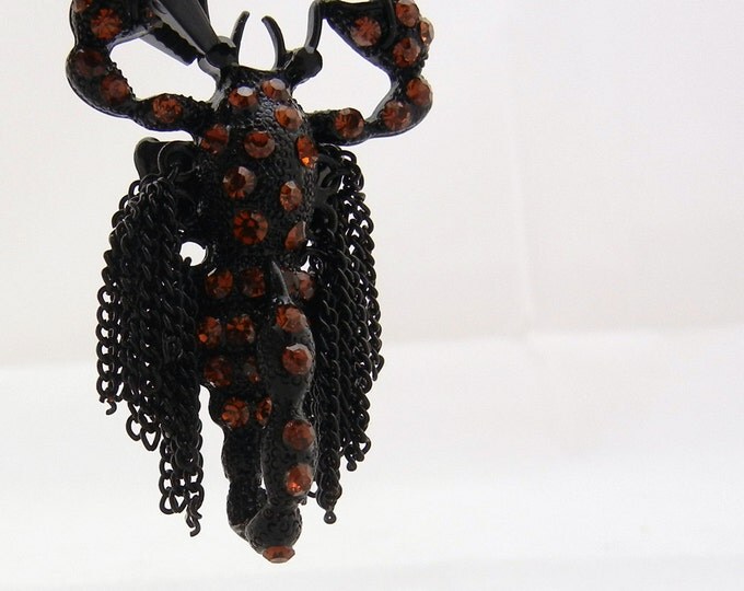 Black Epoxy Scorpion Slide Charm-Dimensional-Topaz Rhinestones