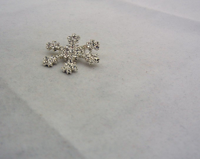 Silver-tone Rhinestone Encrusted Snowflake Pendant