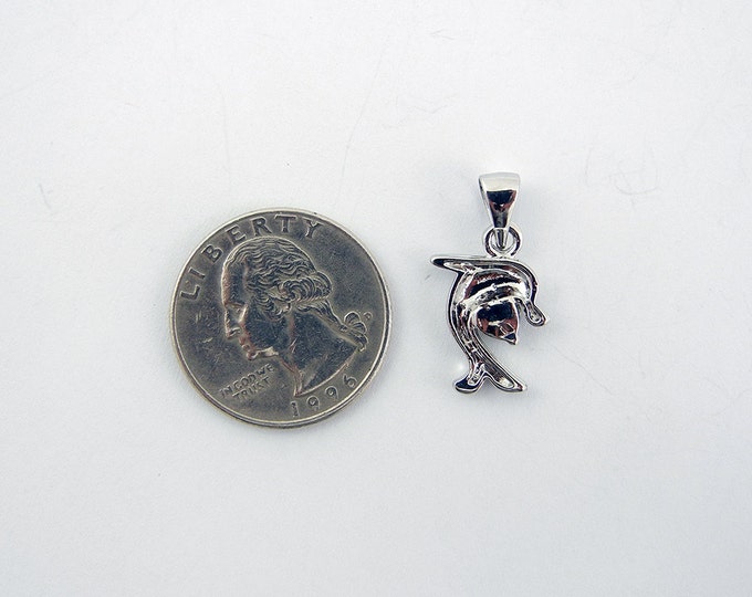 Small Silver-tone Dolphin with Rhinestone Pendant Charm