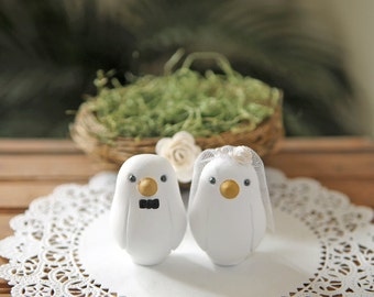 Custom Wedding Cake Topper - Small Hand Painted Love Bird Cake Topper