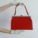 Vintage 60s Purse . Red Vinyl . Vegan . Hand Bag . Silver Metal Frame . 1960s