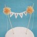 Peach Organza and Chiffon Pompom flower LOVE Cake Banner I161- shabby chic wedding bunting