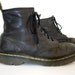 vintage 1980s 1990s black leather DR MARTENS combat boots docs ankle LACE up booties work wear greasy mens 8 womens 9 9 1/2