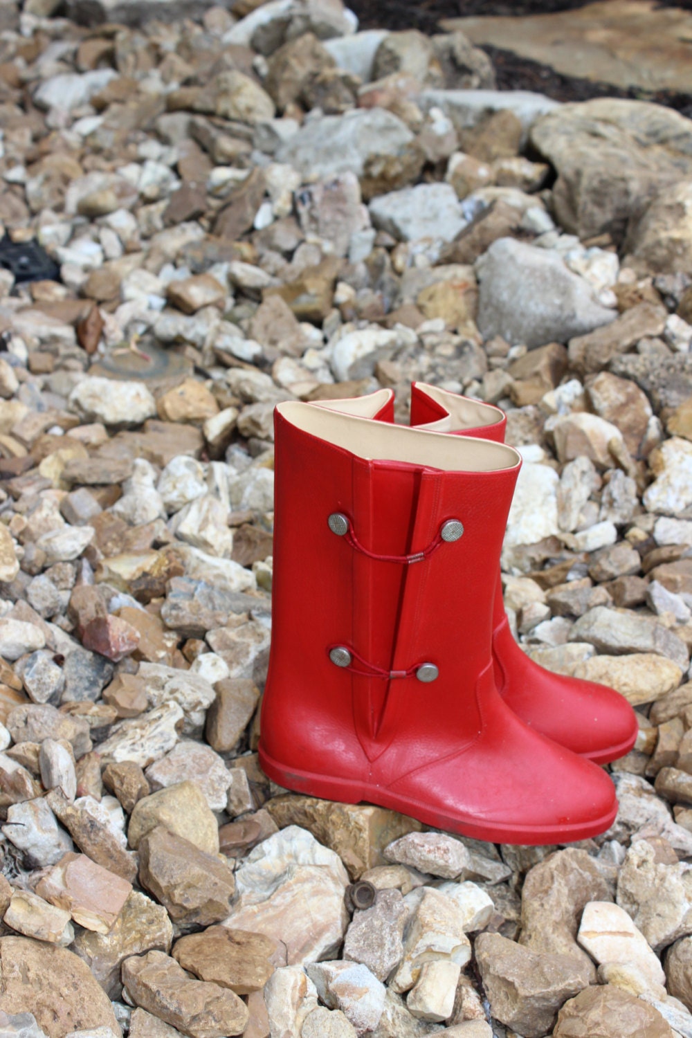 Vintage Red Rubber Galoshes Rain Boots