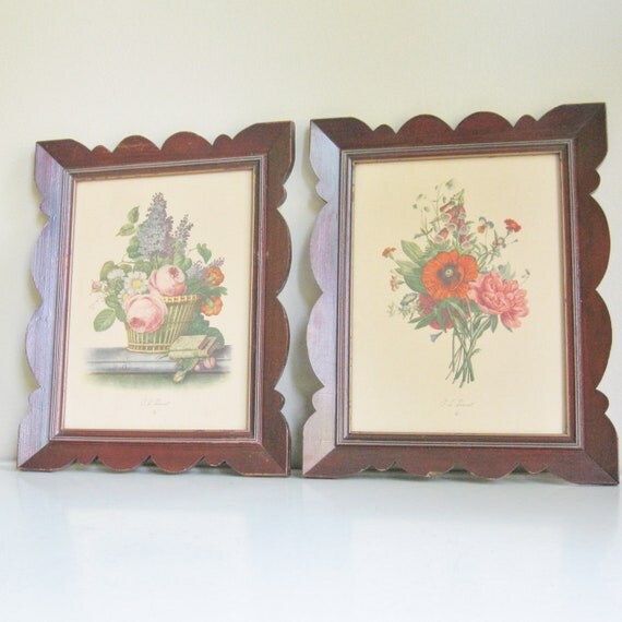 Vintage Framed Floral Prints by J. L. Prevost by tracinicole