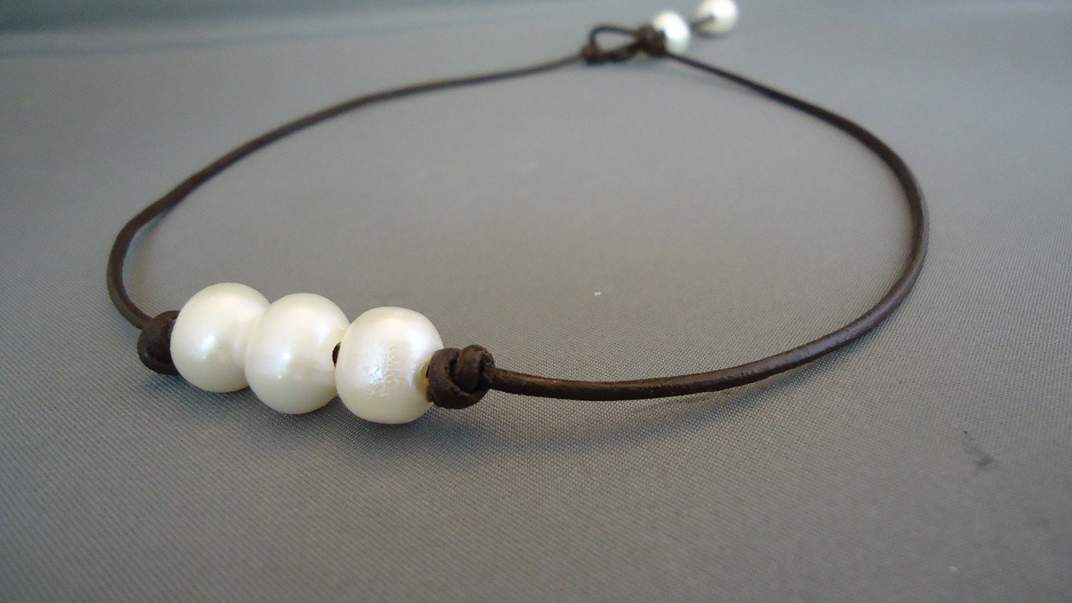 Three wishes Pearl Leather Necklace