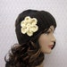 Dark Brown Crochet Headband - Womens Ear Warmer with Cream Flower - Head Wrap - Fall Fashion Winter Fashion Accessories