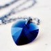 Navy Blue Heart Necklace Crystal Silver Sapphire Pendant