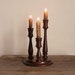 Vintage Candelabra / Turned Wood Detail / Three Handmade Grubby Candles / Color Choice