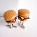 Double Cheeseburger with Bacon Cufflinks - Miniature Food Jewelry Collectable - Schickie Mickie Original 100% Handmade