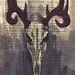 Sale - Deer Skull (red horns) - original painting on vintage page