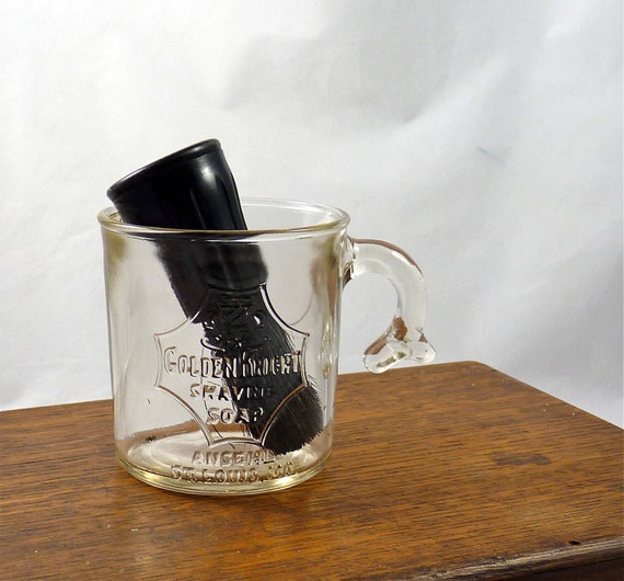 Vintage Golden Knight Shaving Soap Advertisement Mug with