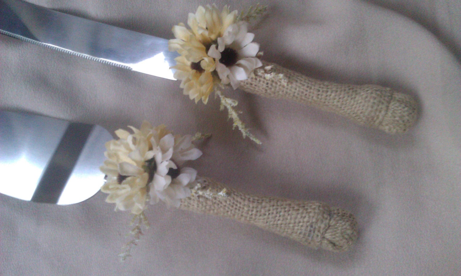  Burlap  Autumn Flower Wedding  Cake  Serving  Set 