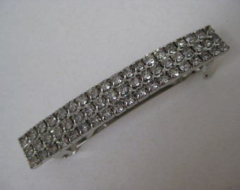 Rhinestone Barrette Silver Vintage
