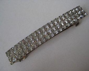 Rhinestone Barrette Silver Vintage