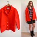 Bright red oversized sweater - button up vintage blazer - Montgomery Ward oversized jumper size L/ XL