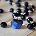 Obsidian Spectrolite Necklace Sterling Silver Wire Wrapped Gemstones