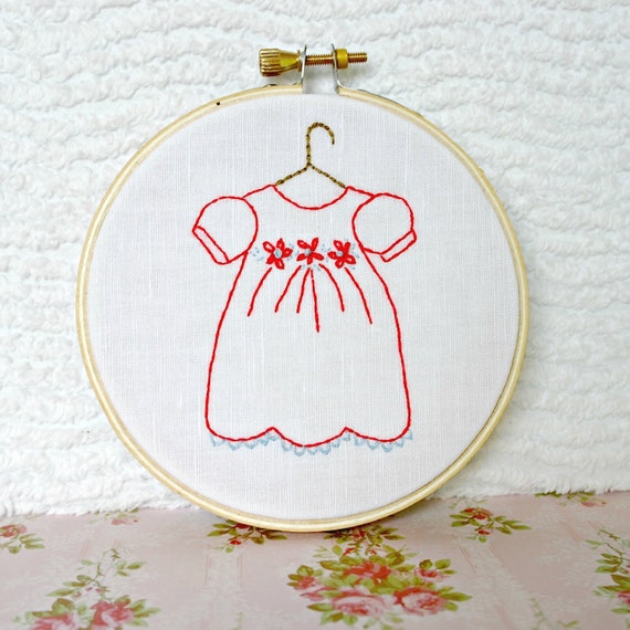 Hoop Art Nursery Decor Hand Embroidery Baby Girl by sewfaithful