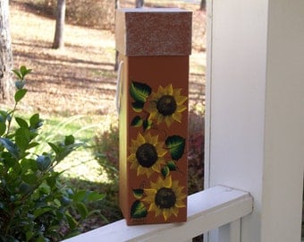 Hand Painted Papier-Mache Box with Sunflowers