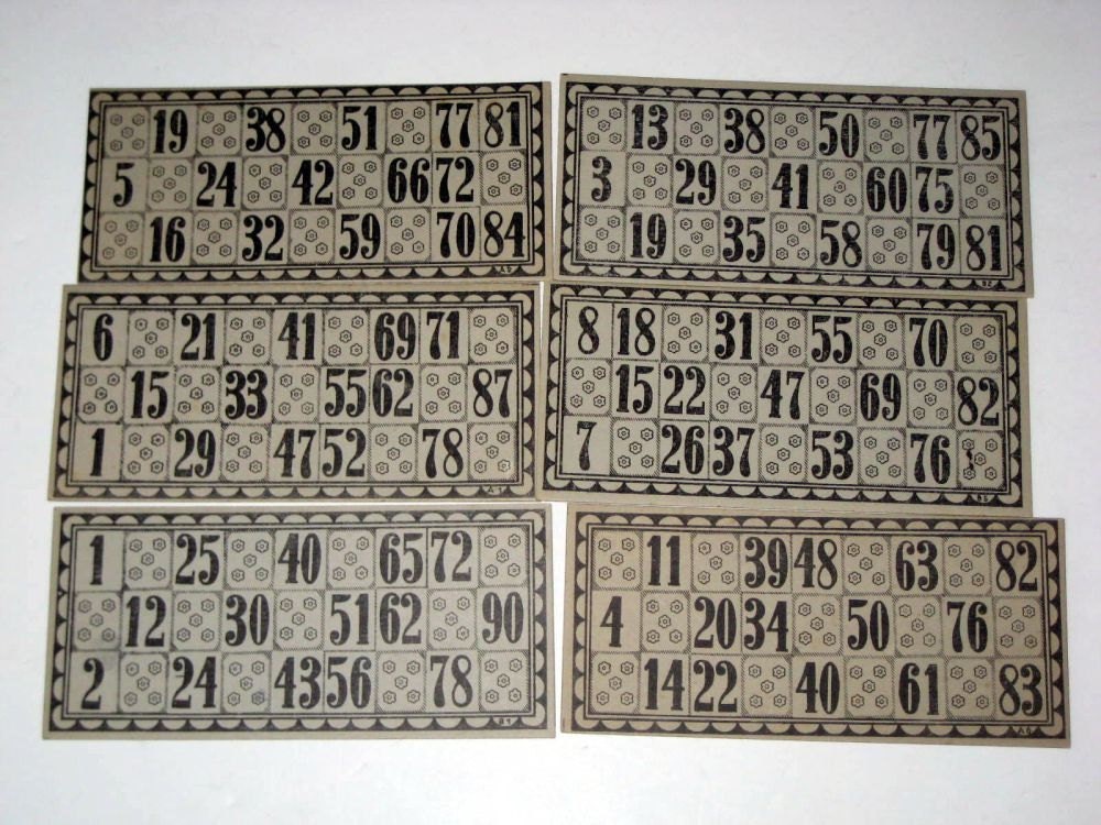 6 Black and Grey Vintage Lotto Cards for Altered Art ...