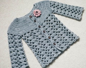 Crochet Cardigan PATTERN - Sweet Little Cardigan (sizes 0-6,6-12,1-2,3-4)