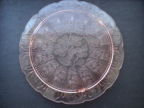 Depression Glass Cherry Blossom Cake Plate 8145