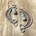 Crescent Moon Earrings Sterling Silver with Labradorite