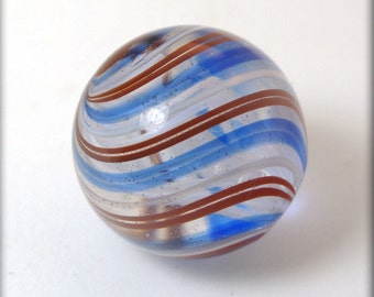 Seymour Marble Bead with Blue Red and White and White Swirl Core