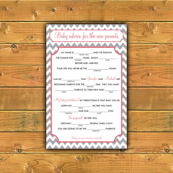 Items similar to Baby MAD Libs - Baby Advice, Printable Digital File on