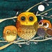 Owl babies- Owl Painting - room decor - home decor - nursery wall art - bird art