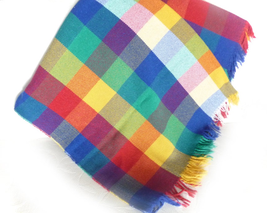 Colorful Plaid Winter Throw Blanket Bright by PillowThrowDecor