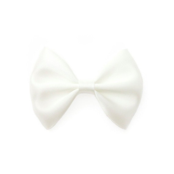 White Hair Bow 3 Inch Bow Satin Hairbow Girls Hairbow No
