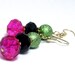 Lime Green, Hot Pink, and Black Earrings, Bright Jewelry, Colorful Dangle Earrings, Fuchsia, Bold Earrings