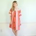 Lace Stripped Vintage 70s Soft Orange Embroiered Mini Boho Dress S M
