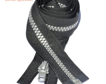 4 inch to 29 inch Vislon Zipper Black with Pewter Grey Teeth YKK 5 Molded Plastic Separating By Each (Your Choice of Length) ~ZipperStop