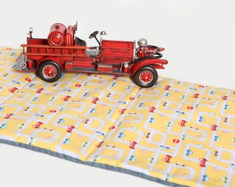 Boys Nap Mat - Eco Friendly, Non Toxic Toddler Preschool Napmat with Organic Cotton, Yellow City Traffic Cars