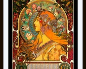 Mucha Print: "La Plume Zodiac" - Art Nouveau - 1897 Giclee Fine Art Print 11 x 14 Mucha Print: "La Plume Zodiac" - Art Nouveau - 1897 Giclee Fine Art Print 11 x 14