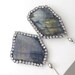 Gemstone Slice Earrings Diamond Bezel Style Earrings Swarovski Crystal Statement Blue Labradorite Post Earrings