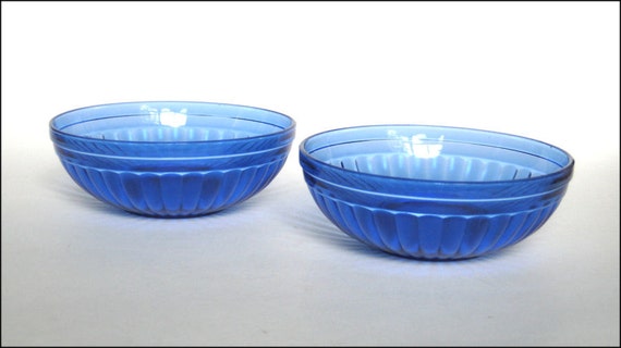 Aurora Cobalt Blue Depression Glass Bowls Set Of 2 By Hazel