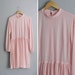 vintage '70s baby pink long sleeve SQUARE DOT MIDI dress. size xl.