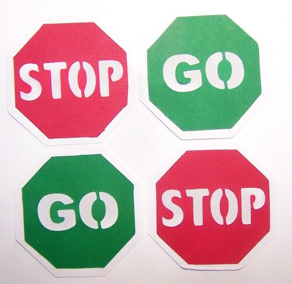 die cut stop sign go sign traffic signs red green by paperquick