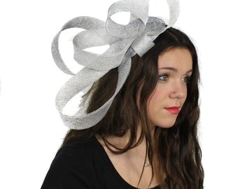Kate - Metallic Silver Fascinator Kentucky Derby or Wedding Hat With Headband (in 40 colours)