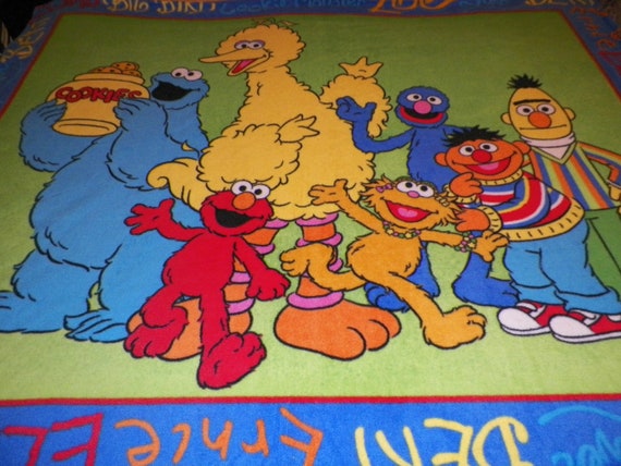 sesame street characters fleece throw blanket