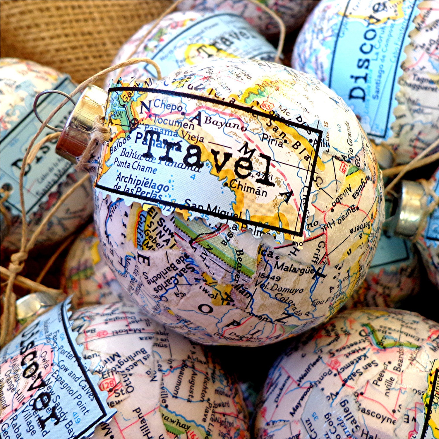 one christmas ornament vintage map paper travel one christmas ornament vintage map paper travel